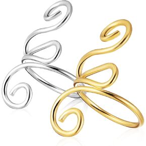 DIYEAH 2 Pcs Crochet Rings Adjustable Crochet Tension Ring Knitting Crochet Loop Ring Accessories Metal Yarn Guide Finger Holder Rings
