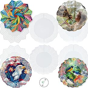 echomerx 8" Wind Spinners Sublimation Blanks Pack-6 - Assorted - Customizable Metal Bulk Products for DIY Home Décor - Heat Transfer Ready for Sublimation Printer or Infusible Ink Transfer