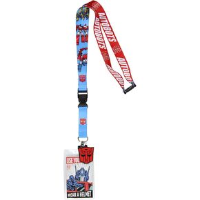 Transformers Lanyard Badge Holder Reversible Design Use Your Head Wear A Helmet Card with 2" Autobot Rubber Pendant