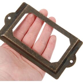 4 PCS Big Bronze Tag Label Frames Antique File Name Holders حاملات بطاقة لمكتب أدوية درج الطبقة الصيدلية Apothecary Cabinet Library الحجم الكبير (الطول: 5 "، العرض: 2-3/4") in Kuwait