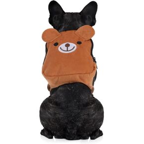 UEETEK Dog Harness Backpack : Cute Bear Puppy Backpack Dog Saddle Bag Adjustable Backpack for Dogs to Wear Pet Backpack Harness for Traveling Camping Hiking (Brown)