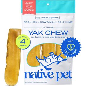 Native Pet Yak Cheese Himalayan Dog Chews - Long Lasting Dental Sticks for Large Breeds – 100% All Natural Himalayan Yak Chews for Large Dogs – Cheese Bone for Aggressive Chewers - 3 Per Pack