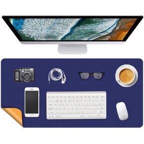 Writing Desk Mat Pad Waterproof Desk Blotter Protector 16 X 24 Inch Mouse Pad Non Slip Desktop Protector Easy Clean Table Cover Dual-Sided Mat for Work & Gaming, Office & Home (Cobalt Blue/Yellow)