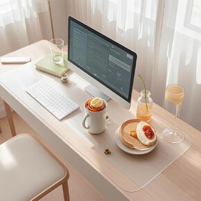 Jakarl Clear Desk Pad Mat, Durable Desk Protect Mat,Heat Resistant Waterproof PVC Round Edge,Frosted Transparent Desk Mat for Office and Home Desktop（32"*16"*2.5mm）