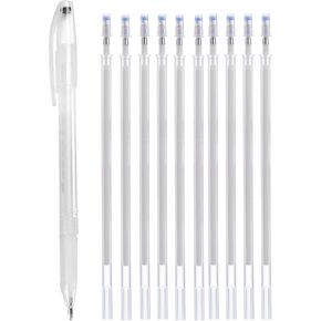 1Pen case and 10 white Refills Sewing Mark Pencil Embroidery Fabric Pen Sewing Cloth | Fabric Marking Pens Fabric Markers for Quilting Sewing Dressmaking Fabrics Tailors Chalk