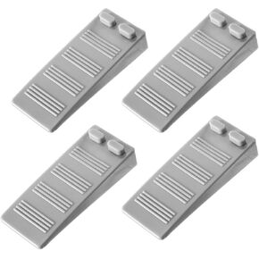 4 Pcs Flexible Rubber Level Wedge Door Stopper Thin Rubber Wedge Door Stopper Wedge Door Wedge Stopper Grey Door Stops Stackable Furniture Leveling Shims Non-Slip Door Holder Works on All Floor