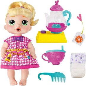 Baby Alive Bubbly Tea Party LaLa GooGoo Doll with Teapot Accessories, Blonde Hair, 11 Inches, Toys for 3 Year Old Girls and Boys & Up