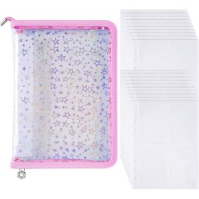 Sticker Storage Organizer, Transparent A5 Sticker Collecting Album Holder with Zipper Closure for Adult Kids DIY Sticker Collecting Supplies