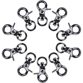 10pcs Metal Swivel Trigger Snap Hooks Mini Lobster Claw Clasps with 12mm Round Rings for Purse, Bags, Handbags, DIY Craft (Gun Black)