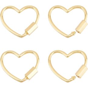 UNICRAFTALE 4Pcs Metal Screw Carabiner Golden Heart Lock Clasp Real 18K Gold Plated Hollow Hoop Core Metal Keychain 21.5mm Long for Jewelry Making Handbag Accessories