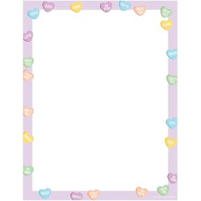 Valentine Candy Hearts Letterhead / 50 Sheets / 8.5" x 11" Valentines Day Paper/Conversation Hearts Decorative Stationery