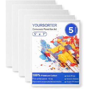 ألواح قماش للطلاء الكلاسيكية 5 × 7 بوصة ، و 5 حزمة لوحة صغيرة اللوحة للمبتدئين ، ولوحة قماش الطلاء الفارغة ، و 100 ٪ من حمض القطن ، والجيسو ، للاكريليك ، الزيت والدهانات العظام in Kuwait