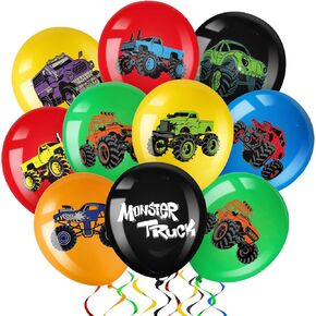 36 Pcs Truck Balloons Party Decorations 12 Inch Colorful Truck Theme Latex Balloon Bouquet for Kids Girls Boys Baby Shower Wedding Birthday Party Supplies (Classic)