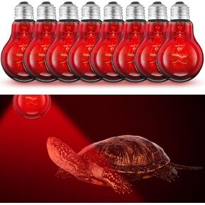 8 Pcs 100w Infrared Heat Lamp Bulbs Reptile Heat Lamp Red Basking Spot Lamp Bulb Infrared Basking Light Bulbs Reptile Infrared Heat Emitter Light Bulbs for Reptiles, Turtle, Lizard,Chickens, Pets