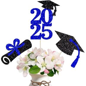 Alissar 18PCS مزدوج الوجهين 2025 التخرج محور العصي زينة جدول التخرج لفئة 2025 (الأزرق)