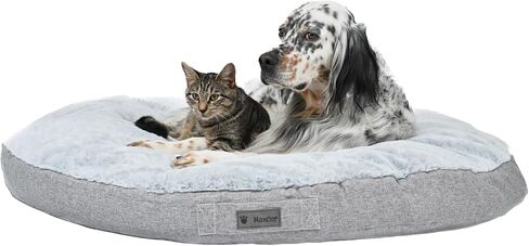 Medium Round Grey Memory Foam Dog Cushion - Relieves and Preserves Joints - Relaxing and Reversible Summer/Winter - Easy to Carry - Does Not Deform and Machine Washable in Saudi Arabia