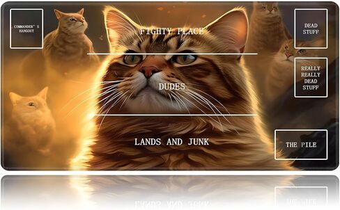 Cool Cat Card Game Mats, MTG Playmat & Mouse Pad 24" x 14", Game Play Mat with Stitched Edge for Magic The Gathering, Anime TCG Card Desk Writing Pad in Kuwait