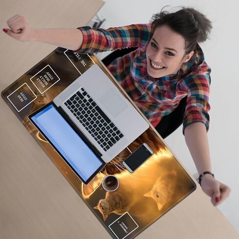 Cool Cat Card Game Mats, MTG Playmat & Mouse Pad 24" x 14", Game Play Mat with Stitched Edge for Magic The Gathering, Anime TCG Card Desk Writing Pad in Kuwait