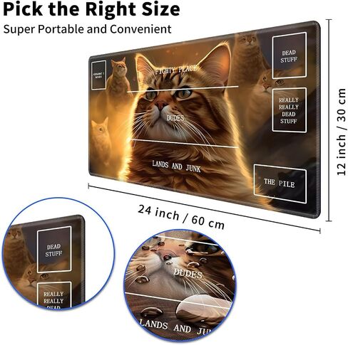 Cool Cat Card Game Mats, MTG Playmat & Mouse Pad 24" x 14", Game Play Mat with Stitched Edge for Magic The Gathering, Anime TCG Card Desk Writing Pad in Kuwait