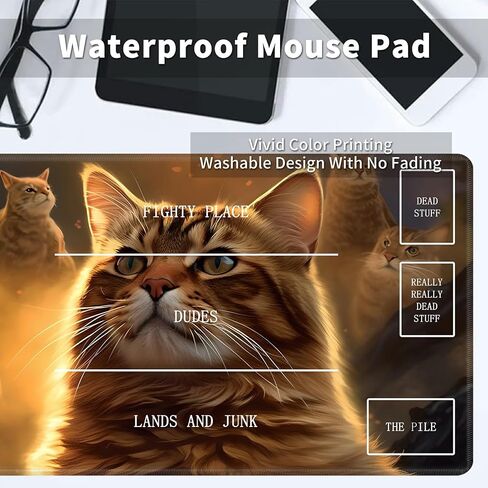 Cool Cat Card Game Mats, MTG Playmat & Mouse Pad 24" x 14", Game Play Mat with Stitched Edge for Magic The Gathering, Anime TCG Card Desk Writing Pad in Kuwait