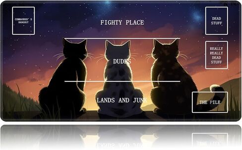 Cool Cat Card Game Mats, MTG Playmat & Mouse Pad 24" x 14", Game Play Mat with Stitched Edge for Magic The Gathering, Anime TCG Card Desk Writing Pad in Kuwait