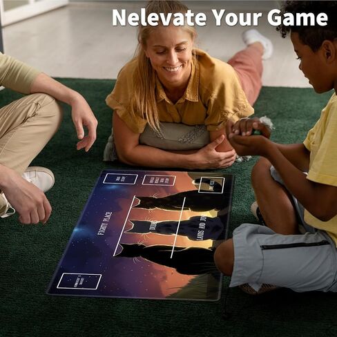 Cool Cat Card Game Mats, MTG Playmat & Mouse Pad 24" x 14", Game Play Mat with Stitched Edge for Magic The Gathering, Anime TCG Card Desk Writing Pad in Kuwait