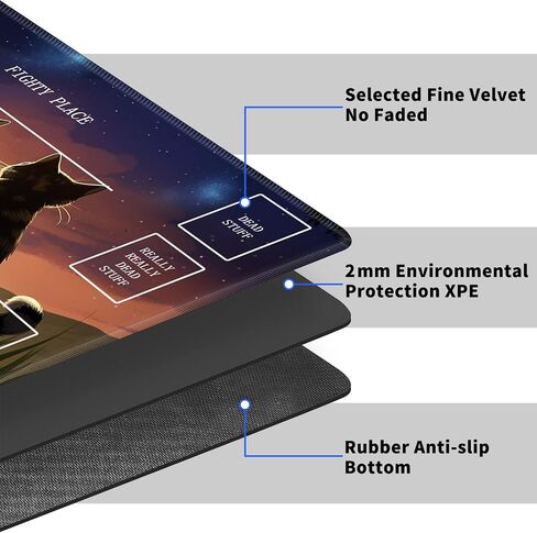 Cool Cat Card Game Mats, MTG Playmat & Mouse Pad 24" x 14", Game Play Mat with Stitched Edge for Magic The Gathering, Anime TCG Card Desk Writing Pad in Kuwait