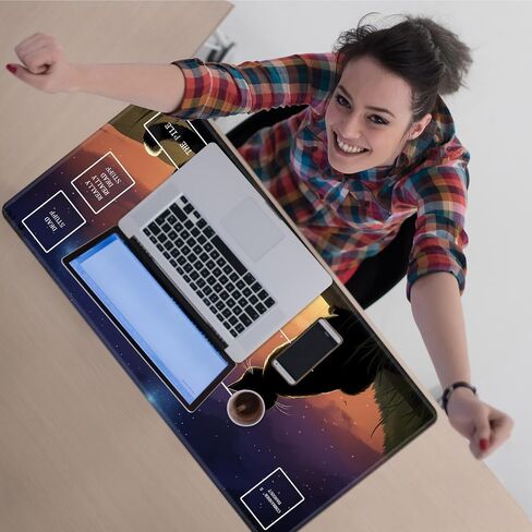 Cool Cat Card Game Mats, MTG Playmat & Mouse Pad 24" x 14", Game Play Mat with Stitched Edge for Magic The Gathering, Anime TCG Card Desk Writing Pad in Kuwait