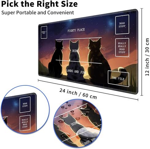 Cool Cat Card Game Mats, MTG Playmat & Mouse Pad 24" x 14", Game Play Mat with Stitched Edge for Magic The Gathering, Anime TCG Card Desk Writing Pad in Kuwait