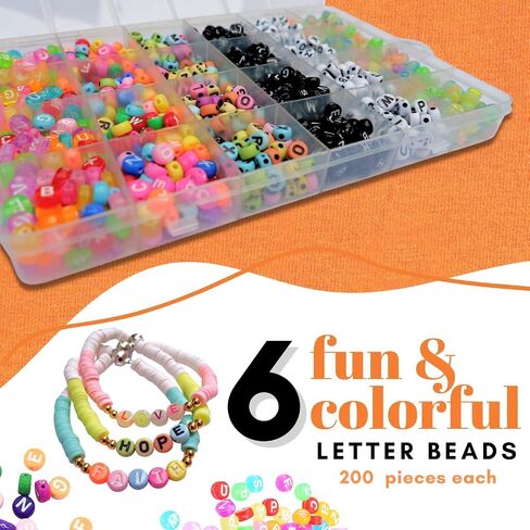 Clay Beads Jewelry Making Kit 10,500PCS - Complete Bracelet Making Kit for Kids with Flat Beads, Polymer Clay Flat Letter Beads, Preppy Bracelet Kit for DIY Heishi Bead Kit in Saudi Arabia