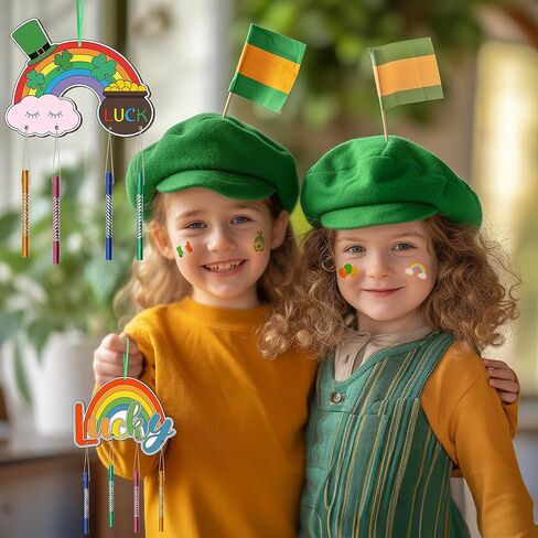 12 حزمة رنين الرياح طقم للأطفال تصنع الرياح الخاصة بك رنين الرياح DIY الفنون والحرف الحرف الزخرفية تلوين حلي معلقة خشبية للفتيات الفتيان المنزل مستلزمات الحفلات المدارس (ST. Patrick's) in Kuwait
