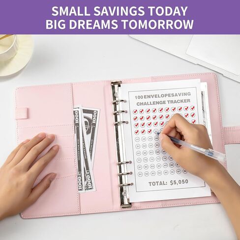100 Envelopes Money Saving Challenge Book with Envelopes 100 Day Envelope Challenge Money Saving Binder Budget Book with Cash Envelopes, 5,050 Savings Challenge Kit, A5 Money Savings Book WhitePink in Saudi Arabia