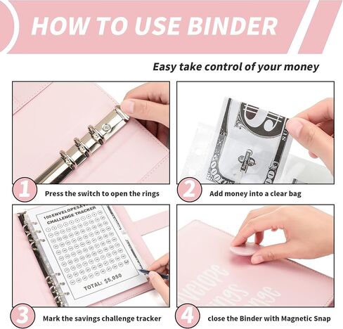 100 Envelopes Money Saving Challenge Book with Envelopes 100 Day Envelope Challenge Money Saving Binder Budget Book with Cash Envelopes, 5,050 Savings Challenge Kit, A5 Money Savings Book WhitePink in Saudi Arabia