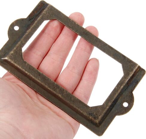 4 PCS Big Bronze Tag Label Frames Antique File Name Holders حاملات بطاقة لمكتب أدوية درج الطبقة الصيدلية Apothecary Cabinet Library الحجم الكبير (الطول: 5 "، العرض: 2-3/4") in Kuwait