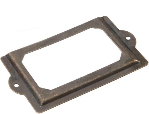 4 PCS Big Bronze Tag Label Frames Antique File Name Holders حاملات بطاقة لمكتب أدوية درج الطبقة الصيدلية Apothecary Cabinet Library الحجم الكبير (الطول: 5 "، العرض: 2-3/4") in Kuwait