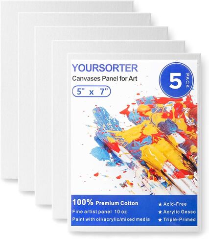 ألواح قماش للطلاء الكلاسيكية 5 × 7 بوصة ، و 5 حزمة لوحة صغيرة اللوحة للمبتدئين ، ولوحة قماش الطلاء الفارغة ، و 100 ٪ من حمض القطن ، والجيسو ، للاكريليك ، الزيت والدهانات العظام in Kuwait