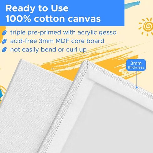 ألواح قماش للطلاء الكلاسيكية 5 × 7 بوصة ، و 5 حزمة لوحة صغيرة اللوحة للمبتدئين ، ولوحة قماش الطلاء الفارغة ، و 100 ٪ من حمض القطن ، والجيسو ، للاكريليك ، الزيت والدهانات العظام in Kuwait