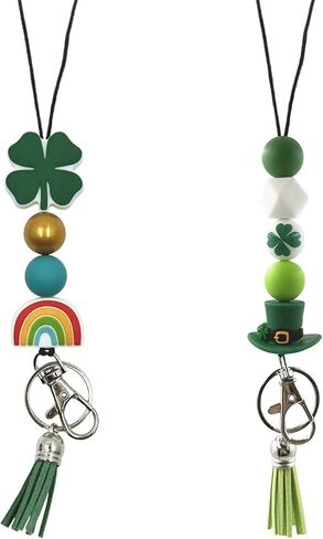 St Patrick's Day Teacher Lanyard Cute Leprechaun Silicone Beads ID Badge Holder with Breakaway Clasp in Saudi Arabia