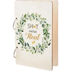 SUPERDANT Just Got Real Greeting Card Holder Planning Book Organizer Wooden Loose Leaf Binder Watercolor Leaves Photo Album 2-Rings Cover Wedding Planner Keeper Keepsake Gifts Cover Binder