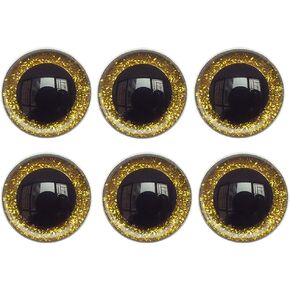 50 Pcs 12mm Glitter Plastic Safety Eyes Premium Half Round Eyes for Doll Teddy Bear Toy DIY Craft Making (Gold)