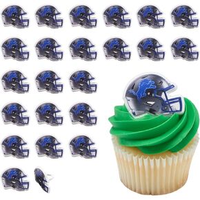 DecoPac NFL Detroit Lions Helmet Rings, 24 Football Cupcake Decorations, Officially Licensed, Football Rings, Food Safe Cake Toppers – 24 Pack