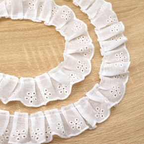 4 Yards Ruffle Trim Eyelet Cotton Pleated Lace Trim 1-9/16"
