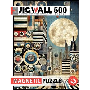 jigwall -500 قطع الألغاز بانوراما مغناطيسية مع لوحة ألغاز مغناطيسية شملت - الألغاز الصلبة للبالغين - ديكور جدار الفن - هدية فريدة من نوعها ولغز صعبة - جودة قسط - منظر المدينة