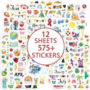 Planner Stickers 580+ New Monthly Daily Planners Vintage Holiday Seasonal Happy Scrapbook Supplies Stickers Calendar Journaling Stickers Gifts for Adults Kids Women