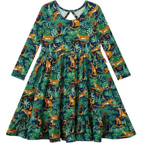 Bamboo Viscose Toddler Girls Dress Soft Long Sleeve Twirl Dress