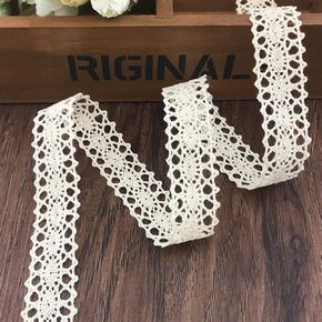 DAHI Lace Trim Ribbon 0.8Inch Wide×28Yards Beige Long Cotton Lace Trim Ribbon Roll Ribbon for Crafts Wrapping,Sewing,Wedding and Party Decorations(2cm/26meter Beige)