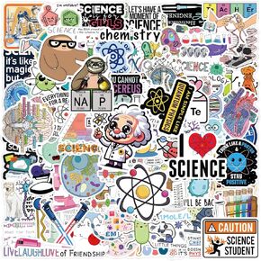 110pcs Science Stickers Pack, Chemistry, Biology, Physics, Science Classroom Decor for School Teacher Student Laboratory Sticker Decals for Laptop Water Bottle Notebook Science Party Favors and Decor