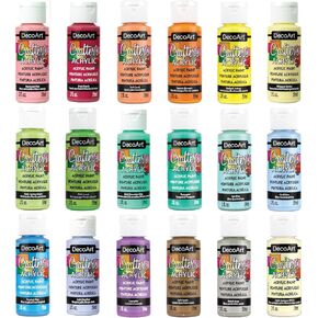 DecoArt Crafter’s Acrylic Pastels Paint Set, 18 (2 fl oz/59 ml) Assorted Matte Finish Colors, DIY Arts And Crafts Acrylic Paint, 36 Fl Oz(Pack of 1)