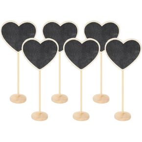 PATIKIL Mini Chalkboard Signs, 6Pcs Small Chalkboard with Easel Stand Wooden Heart Shaped for Food Labels Party Weddings Message Board Signs Event Decorations, Black (7.2"x3")