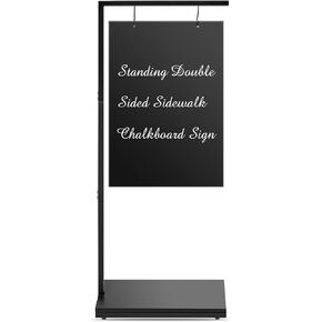 Chalkboard Sign with Metal Base 18 x 43 Double Sided Hanging Sidewalk Chalk Sign Message Hanging Chalkboard Sign Menu Sandwich Board Signs Outdoor for Restaurant, Business, Cafe, Wedding